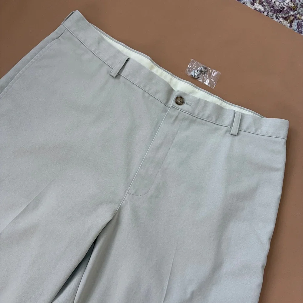 LL Bean Mens Classic Fit Chino Pants 38x30 (29.5) Stone Light Khaki Cotton Gorp - Picture 2 of 10